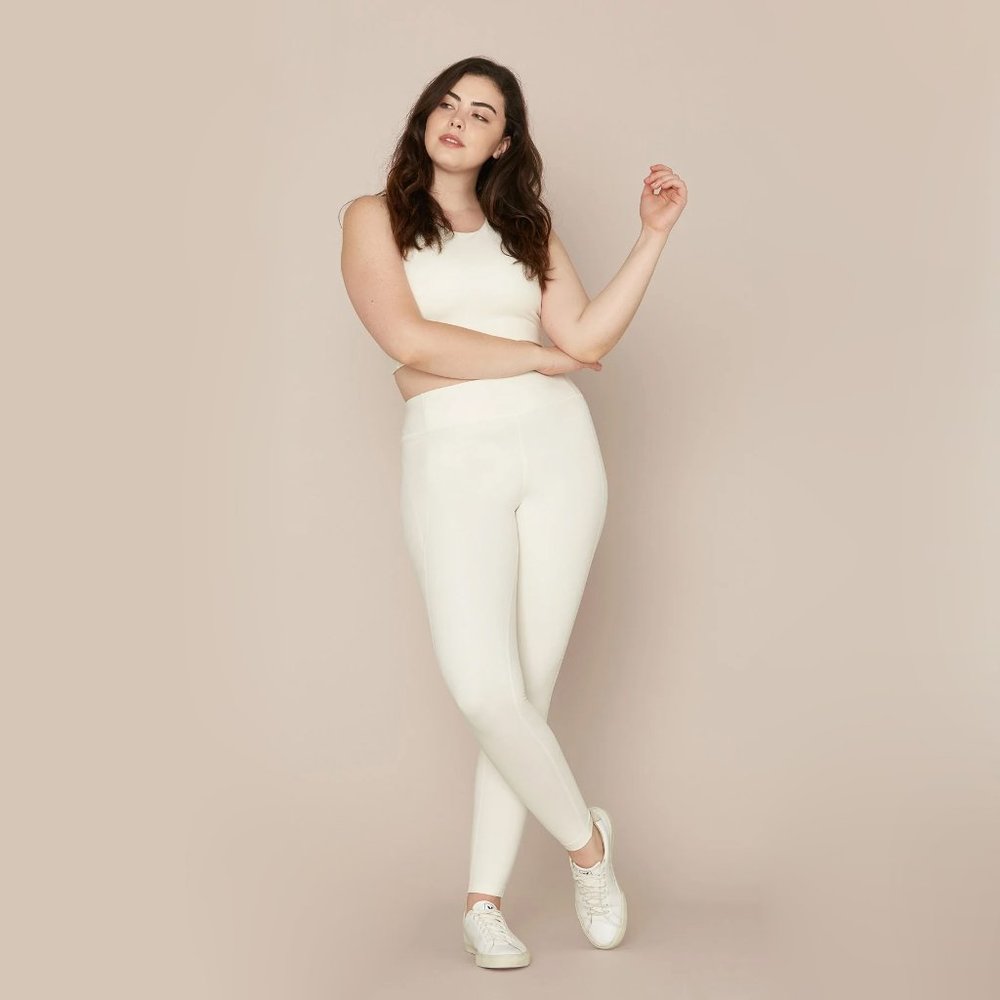 Girlfriend Collective IVORY PALOMA BRA + IVORY COMPRESSIVE CLASSIC-RISE LEGGING